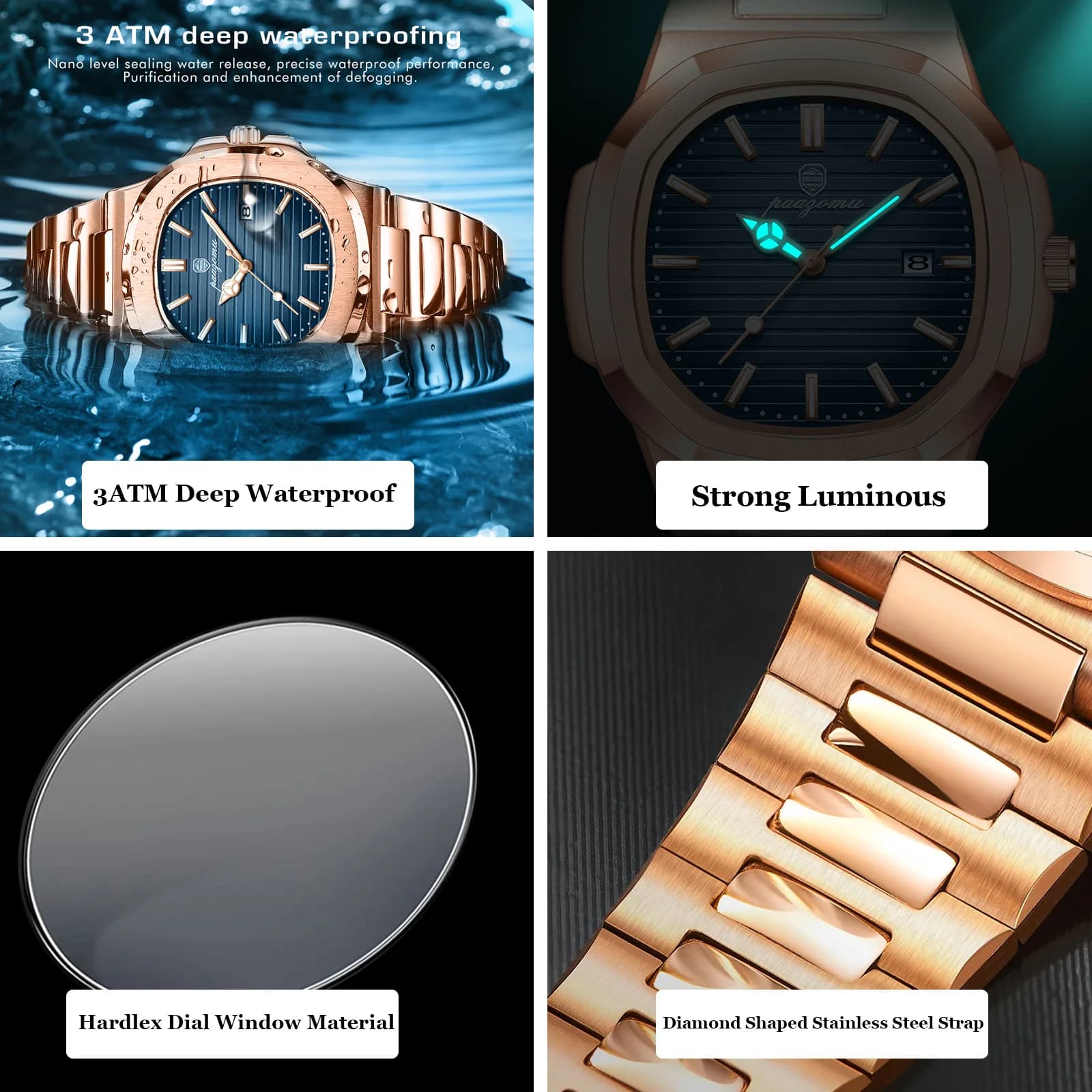 2026 New For Men Fashion Brand Male Watch Waterproof Luminous Stainless Steel Watches  Date Week Casual Quartz Men's Clock Reloj - Image 2