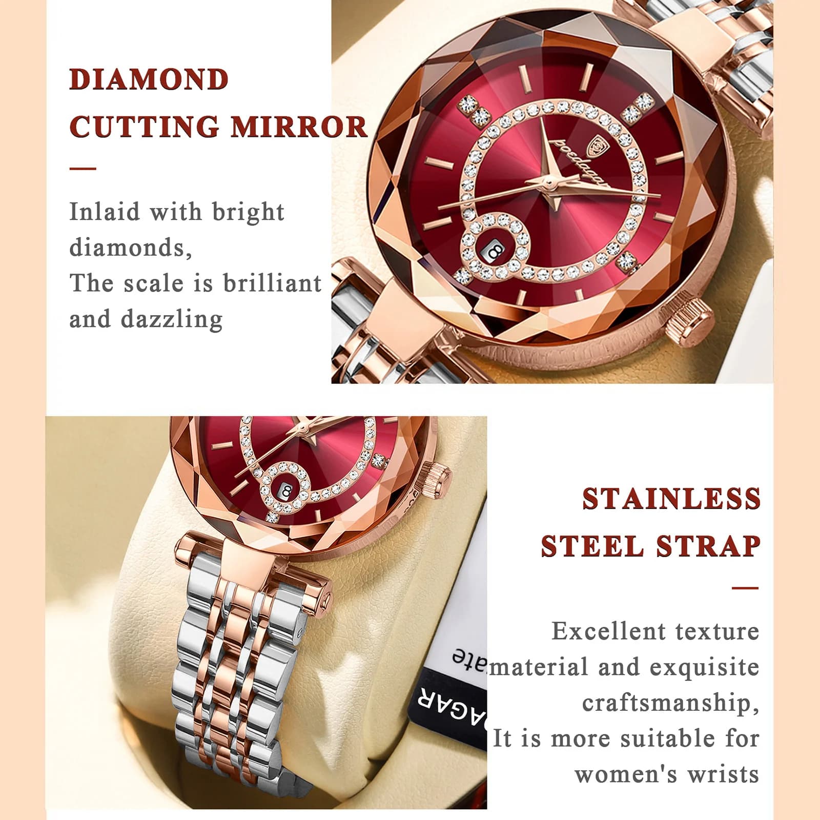 POEDAGAR High Quality Exquisite Wristwatch For Woman Waterproof Stainless Steel Date Quartz Ladies Watch Elegant Women's Watches - Image 3