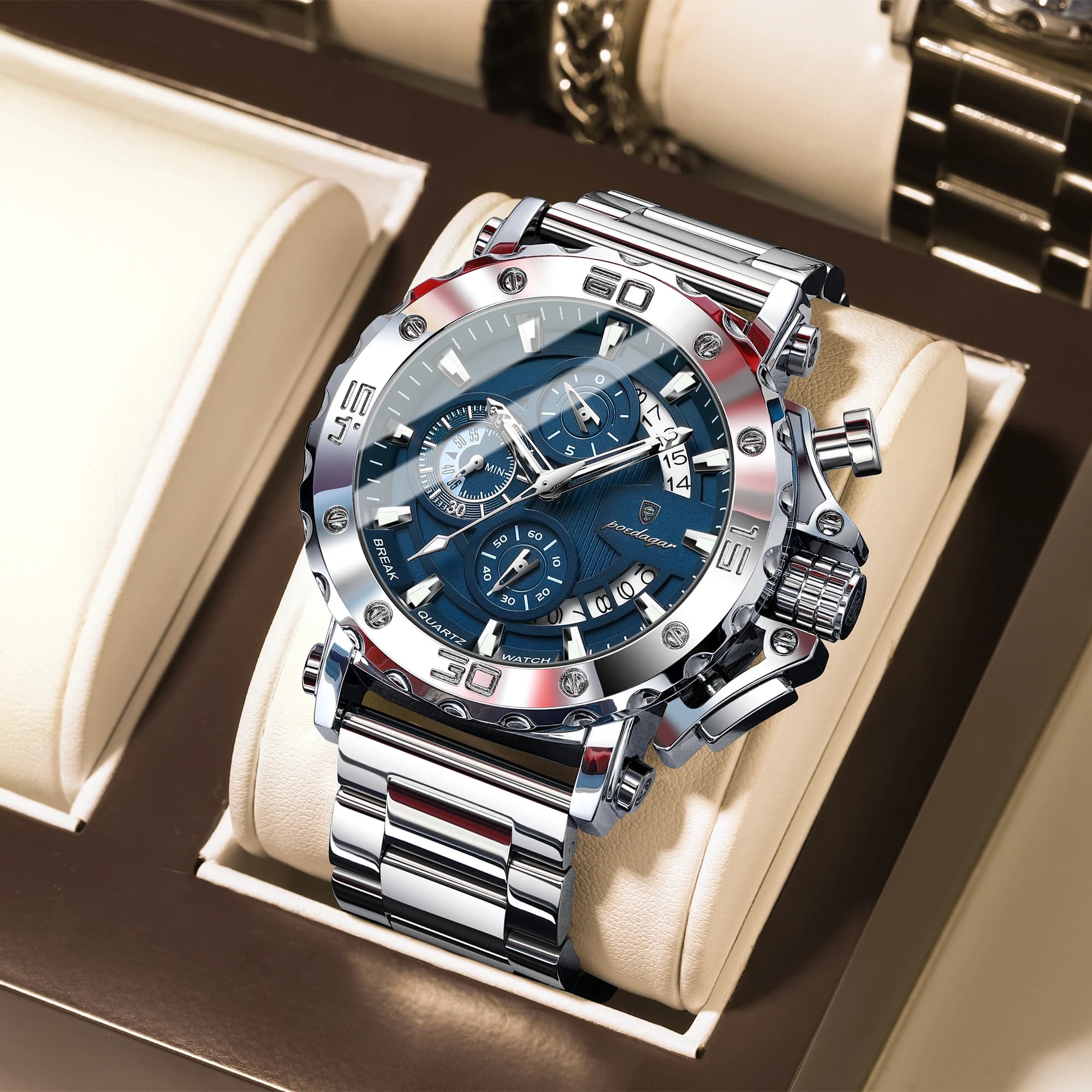 POEDAGAR Luxury Watch For Men Calendar Luminous Waterproof Man Clock Male Chronograph Stainless Steel Men's Quartz Watches Reloj - AliExpress